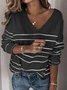 Damen Garn/Wollgarn Gestreift Langarm Bequem Lässig Pullover