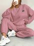 Damen Unifarben Zweiteiliges Set Täglich Langarm Lässig Frühling/Herbst Bluse mit Hose Matching Set