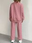 Damen Unifarben Zweiteiliges Set Täglich Langarm Lässig Frühling/Herbst Bluse mit Hose Matching Set