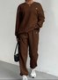 Damen Unifarben Zweiteiliges Set Täglich Langarm Lässig Frühling/Herbst Bluse mit Hose Matching Set