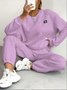 Damen Unifarben Zweiteiliges Set Täglich Langarm Lässig Frühling/Herbst Bluse mit Hose Matching Set