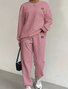 Damen Unifarben Zweiteiliges Set Täglich Langarm Lässig Frühling/Herbst Bluse mit Hose Matching Set