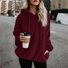 Lässig Kapuze Unifarben Sweatshirt Reißverschluss