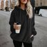 Lässig Kapuze Unifarben Sweatshirt Reißverschluss