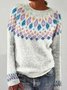 Damen Wolle/Stricken Ethnisch Geometrie Langarm Bequem Lässig Pullover