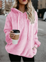 Lässig Kapuze Unifarben Sweatshirt Reißverschluss