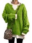 Damen Wolle/Stricken Unifarben Langarm Bequem Lässig Pullover