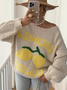 Damen Wolle/Stricken Farbblock Langarm Bequem Lässig Strickjacke