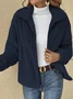 Damen Unifarben Reißverschluss verdicken Weit Teddy Jacke