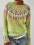 Damen Wolle/Stricken Ethnisch Geometrie Langarm Bequem Lässig Pullover