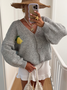 Damen Wolle/Stricken Farbblock Langarm Bequem Lässig Strickjacke
