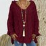 Damen Garn/Wollgarn Unifarben Dreiviertelärmel Bequem Lässig Pullover