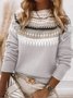Damen Wolle/Stricken Ethnisch Geometrie Langarm Bequem Lässig Pullover