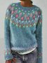 Damen Wolle/Stricken Ethnisch Geometrie Langarm Bequem Lässig Pullover