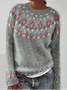 Damen Wolle/Stricken Ethnisch Geometrie Langarm Bequem Lässig Pullover
