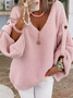 Damen Garn/Wollgarn Farbblock Langarm Bequem Lässig Pullover