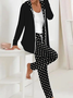 Damen Polka Dots Kapuze Langarm Bequem Lässig Mantel mit Hosen Zweiteiliges Set
