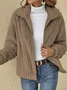 Damen Unifarben Reißverschluss verdicken Weit Teddy Jacke