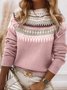 Damen Wolle/Stricken Ethnisch Geometrie Langarm Bequem Lässig Pullover