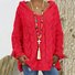 Damen Garn/Wollgarn Unifarben Dreiviertelärmel Bequem Lässig Pullover