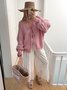 Damen Garn/Wollgarn Unifarben Langarm Bequem Lässig Pullover