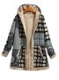 Damen Farbblock Kapuzenjacke mit Reißverschluss Vlies Vlies Weit Mantel