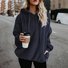 Lässig Kapuze Unifarben Sweatshirt Reißverschluss