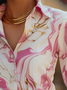 Hemdkragen Langarm Verlaufsmuster Print Leicht Regelmäßige Passform Bluse für Damen