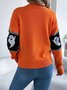 Damen Wolle/Stricken Halloween Langarm Bequem Lässig Pullover