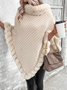 Damen Wolle/Stricken Unifarben Langarm Bequem Lässig Pelz Ausschnitt Strickjacke