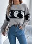 Damen Wolle/Stricken Halloween Langarm Bequem Lässig Pullover