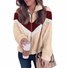Damen Farbblock verdicken Weit Jacke