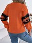 Damen Wolle/Stricken Halloween Langarm Bequem Lässig Pullover