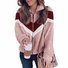 Damen Farbblock verdicken Weit Jacke