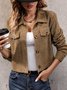 Damen Unifarben Schnalle Regelmäßig Weit Jacke