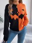 Damen Wolle/Stricken Halloween Langarm Bequem Lässig Pullover