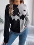Damen Wolle/Stricken Halloween Langarm Bequem Lässig Pullover