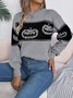Damen Wolle/Stricken Halloween Langarm Bequem Lässig Pullover
