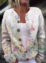 Damen Geblümt Langarm Bequem Lässig Strickjacke