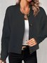 Damen Unifarben Schnalle Regelmäßig Weit Jacke