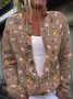 Damen Geblümt Langarm Bequem Lässig Strickjacke
