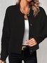 Damen Unifarben Schnalle Regelmäßig Weit Jacke