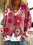 Damen Wolle/Stricken Ethnisch Langarm Bequem Lässig Strickjacke