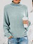 Damen Garn/Wollgarn Unifarben Langarm Bequem Lässig Pullover