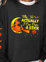 Lässig Rundhals Halloween Sweatshirt Reißverschluss