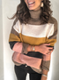 Damen Garn/Wollgarn Gestreift Langarm Bequem Lässig Pullover
