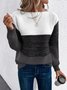 Damen Garn/Wollgarn Farbblock Langarm Bequem Lässig Pullover