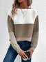 Damen Garn/Wollgarn Farbblock Langarm Bequem Lässig Pullover