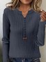 Damen Garn/Wollgarn Unifarben Langarm Bequem Lässig Schnalle Pullover
