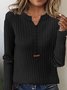 Damen Garn/Wollgarn Unifarben Langarm Bequem Lässig Schnalle Pullover